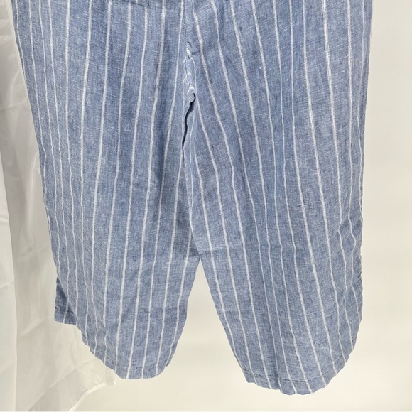 Lands End Womens NEW Linen Cropped Pants Size 18 Wide Leg Pull On Striped - Picture 10 of 12